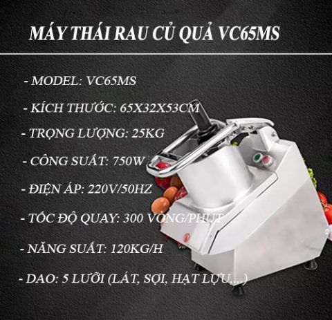 Thông số kỹ thuật máy thái rau củ quả